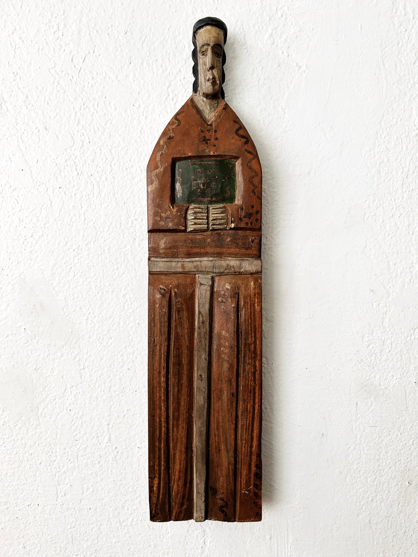 Vintage Hand Painted Wooden Santo Folk Art