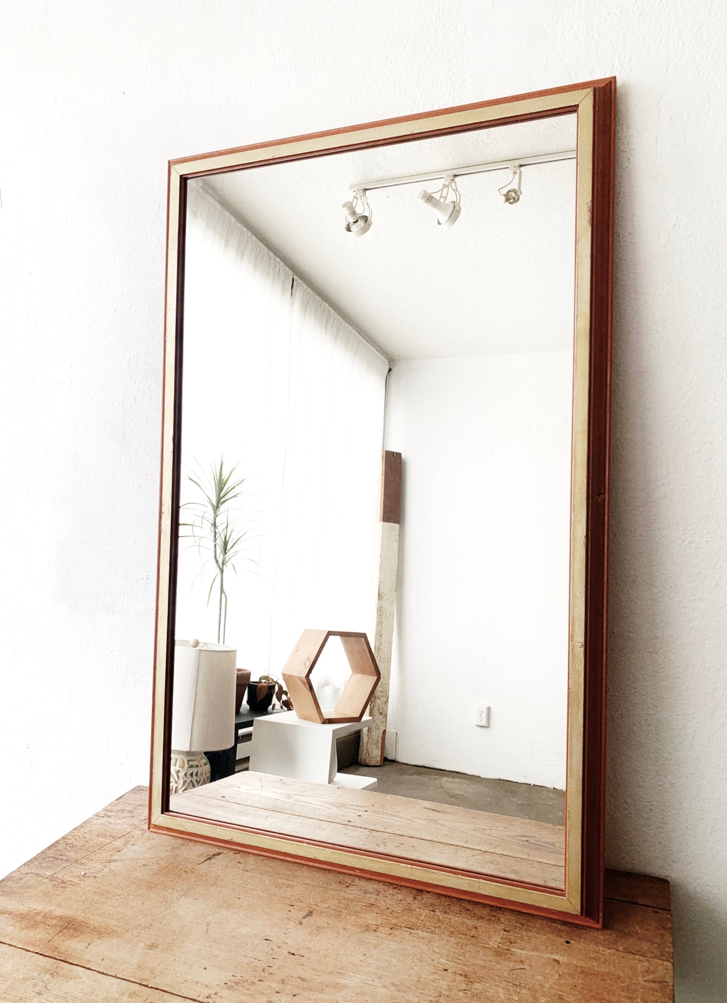 Large Vintage Wood Framed Mirror