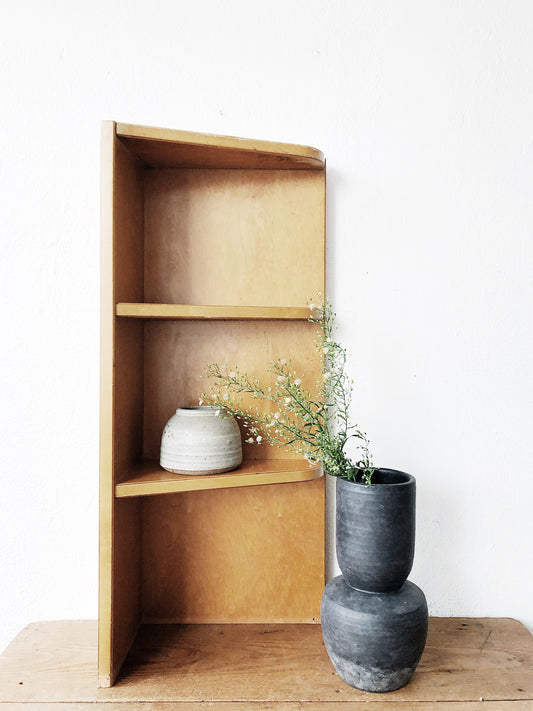 Vintage Asymmetric Wood Corner Shelf
