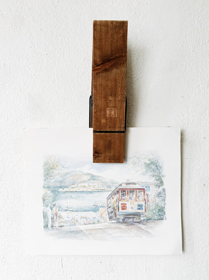 Extra Large Vintage Wood Paperclip