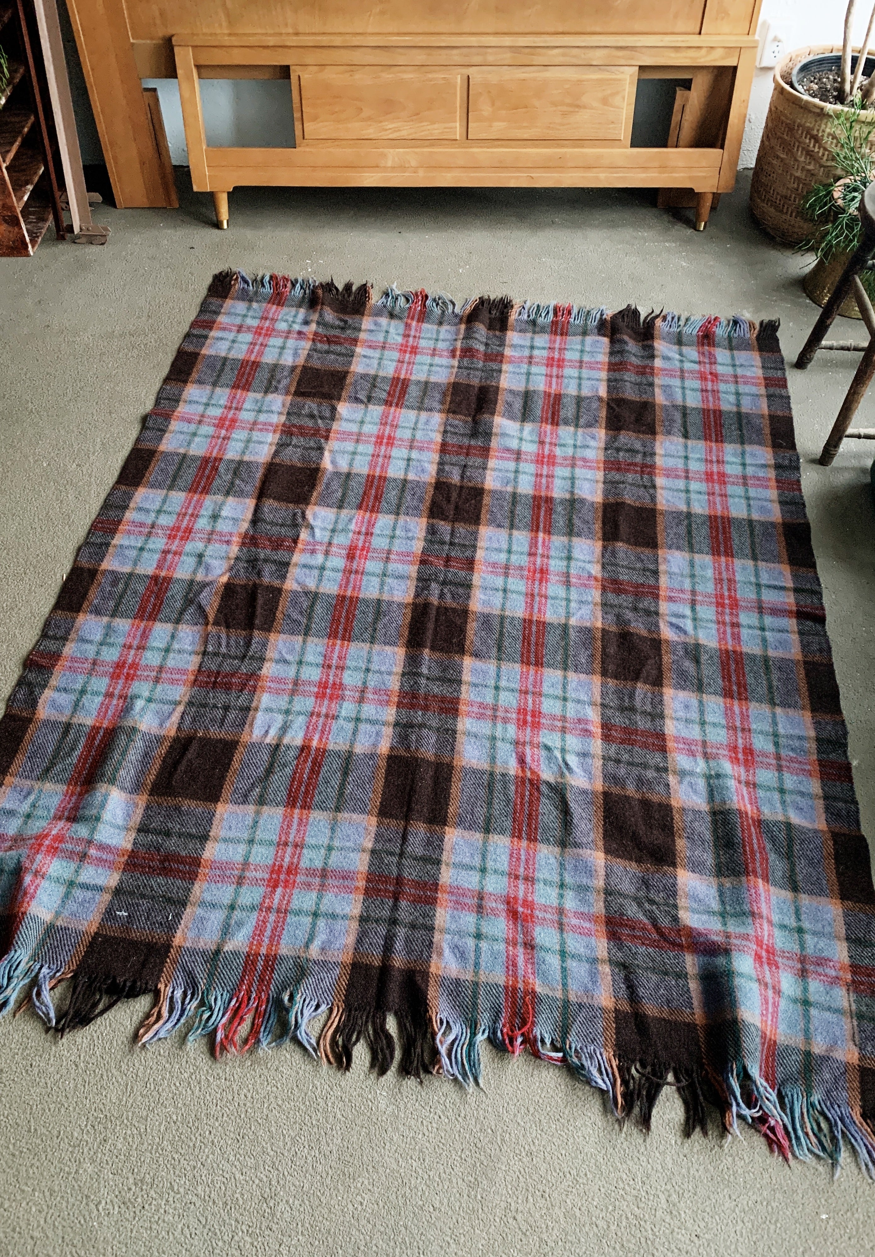 Vintage Wool Plaid Camp Blanket - Thumbnail 2