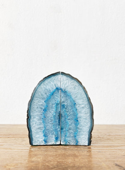 Blue Agate Bookends