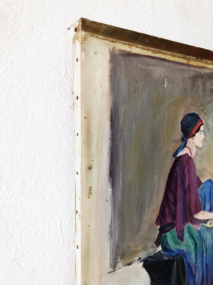 Original Vintage Portrait Painting