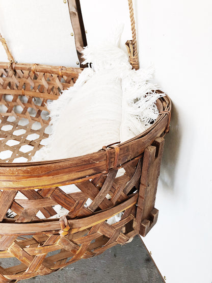 Vintage Hanging Bamboo Basket