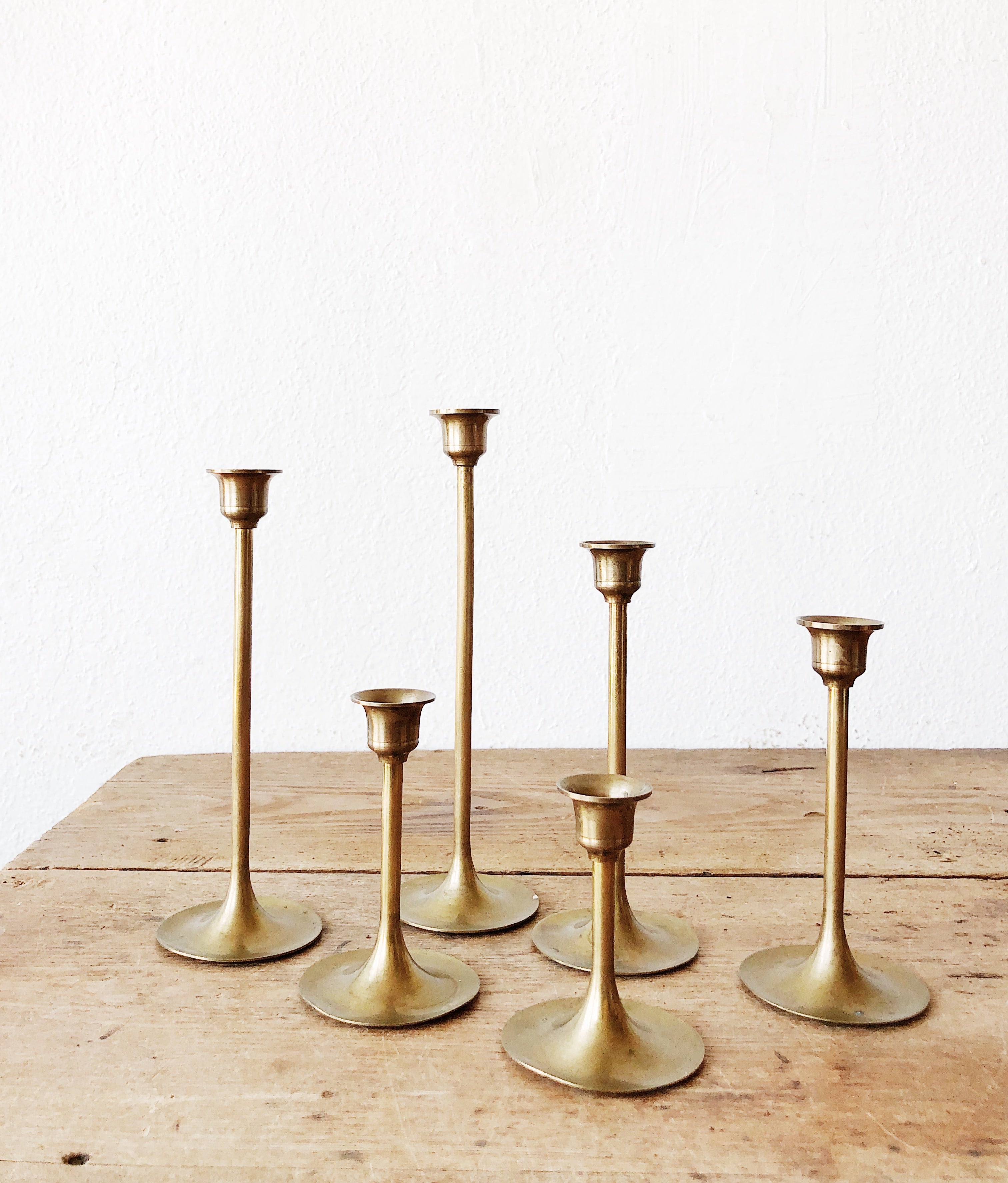 Vintage Minimal Brass Candlesticks