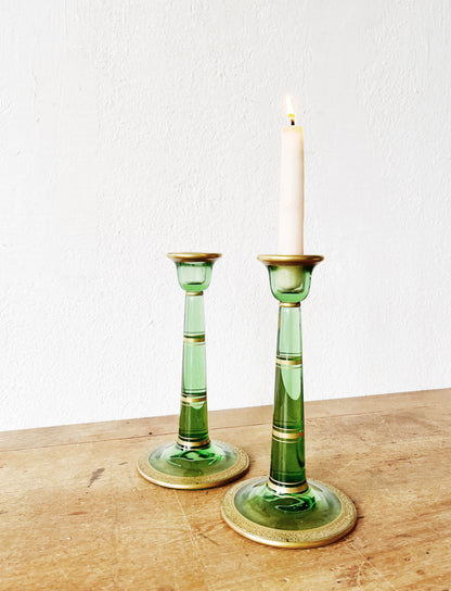 Vintage Glass Candle Sticks