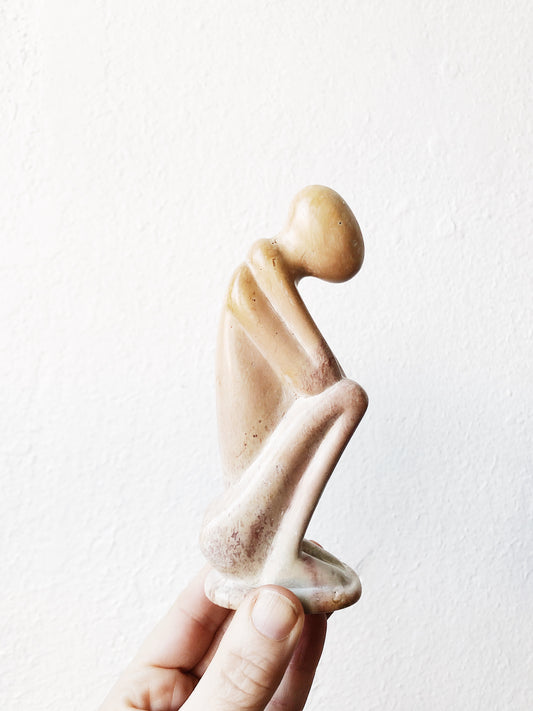 Vintage Soapstone Thinker Sculpture