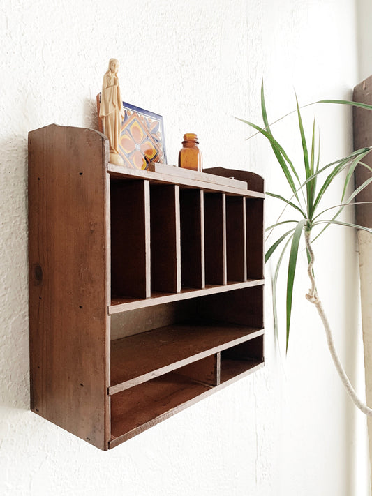 Vintage Wood Cubby Shelf