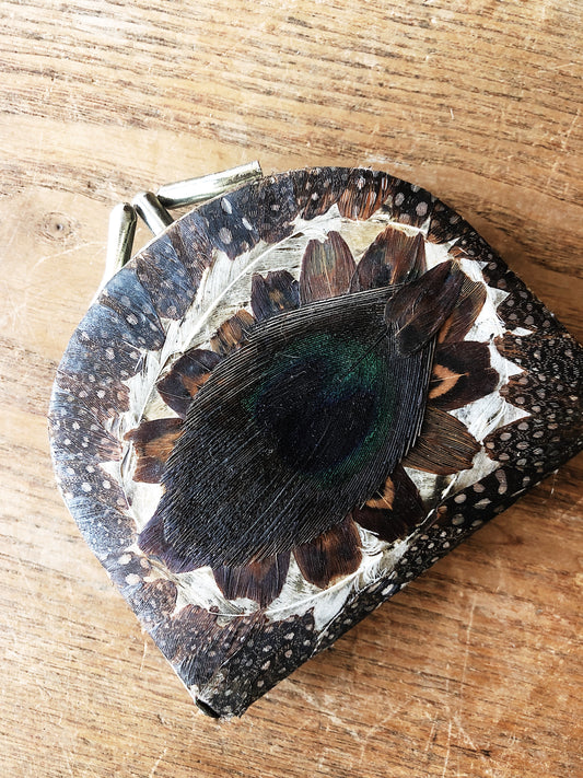 Vintage Peacock Feather Change Purse