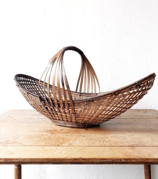 Large Vintage Oblong Gathering Basket