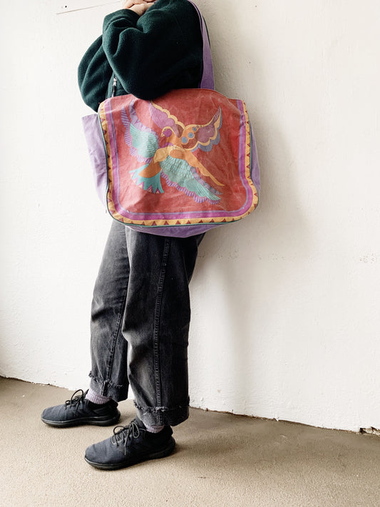 Vintage Laurel Burch Cotton Zip Tote