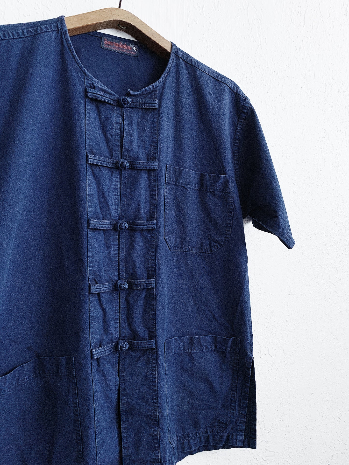 Indigo Cotton Cheongsam Work Shirt