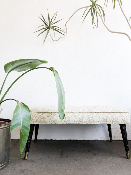 Vintage Mid Century Upholstered Bench