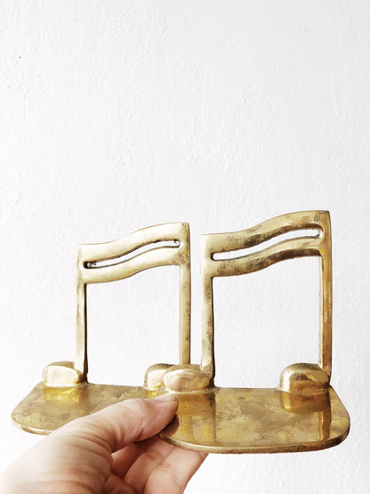Vintage Brass Music Note Record Ends