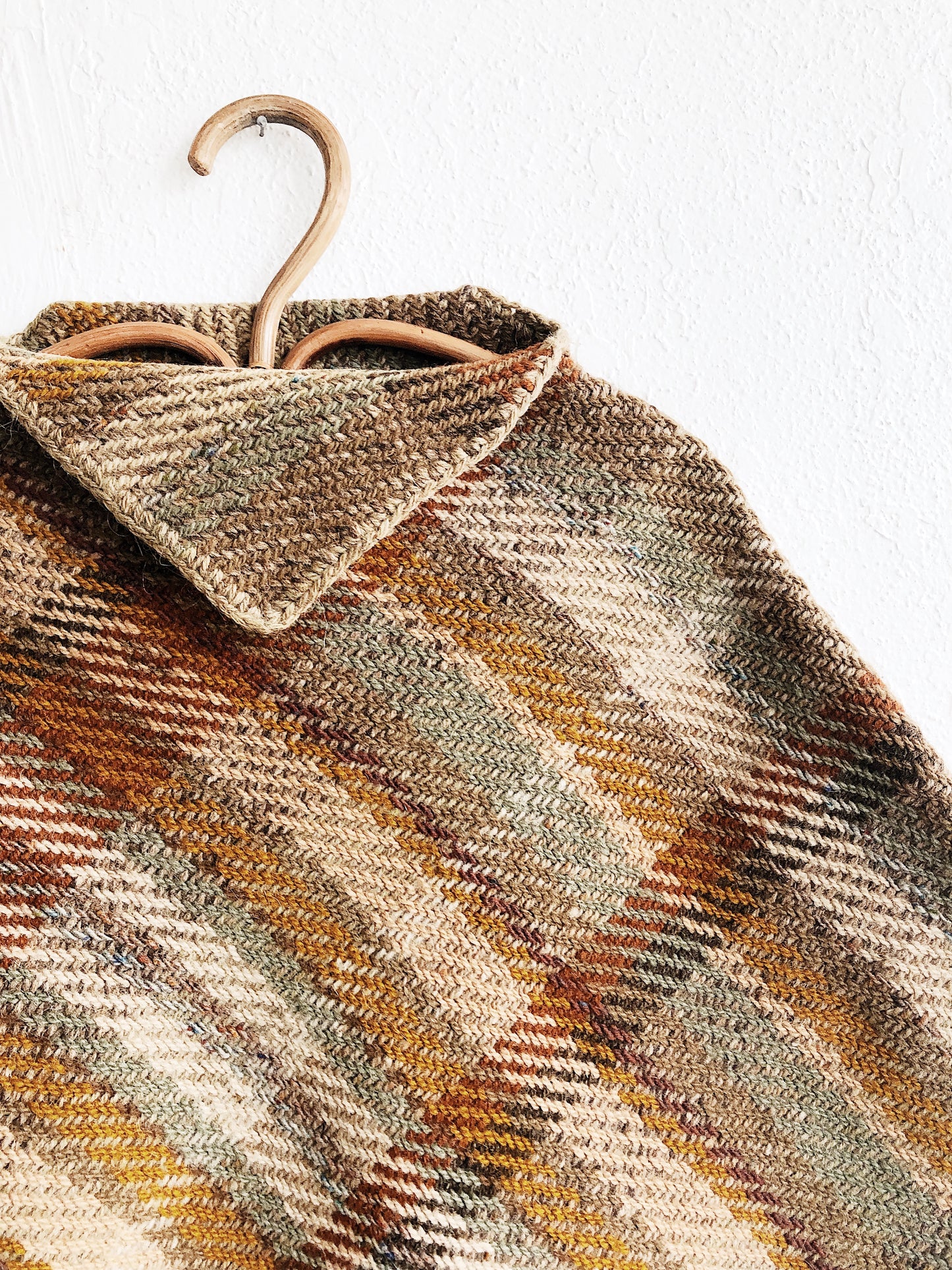 Vintage Plaid Wool Poncho