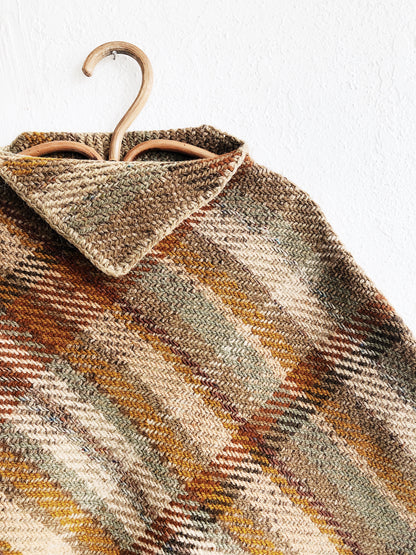 Vintage Plaid Wool Poncho