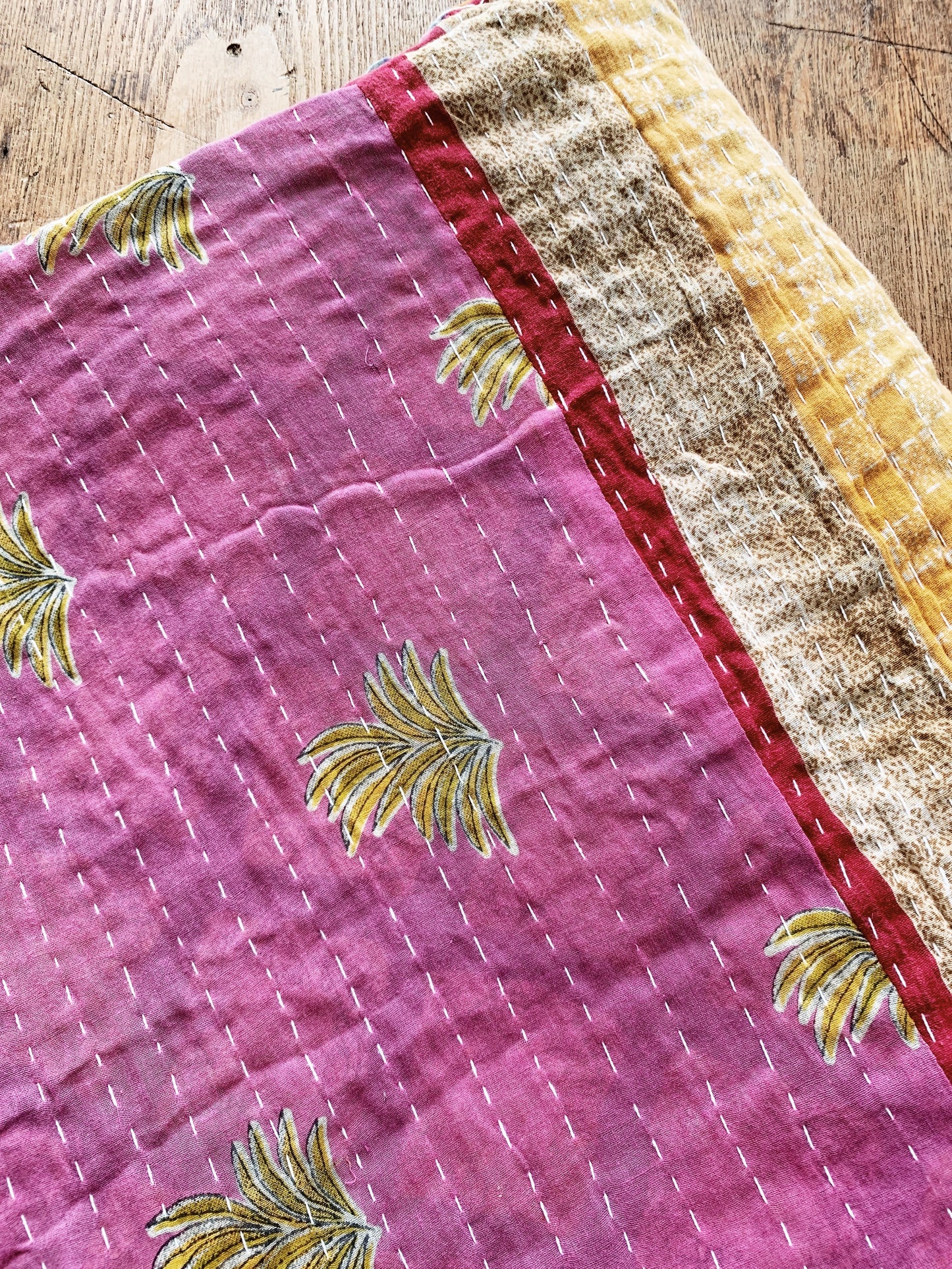 Vintage Reversible Cotton Kantha Quilt