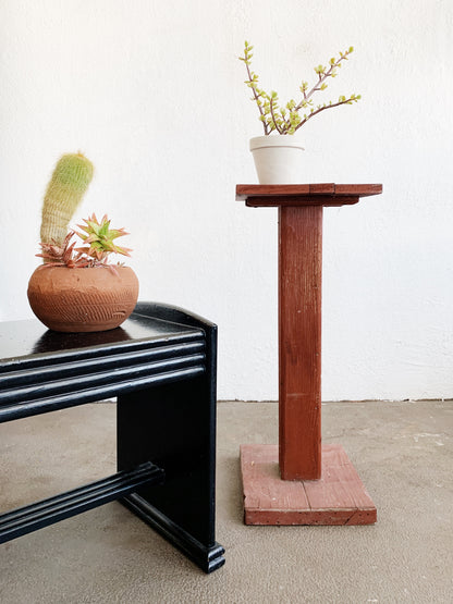 Rustic Wood Pedestal Plant Stand