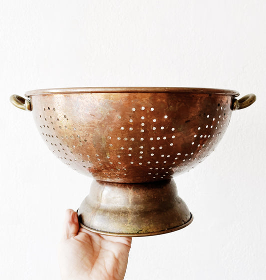 Large Vintage Copper Plated Colander