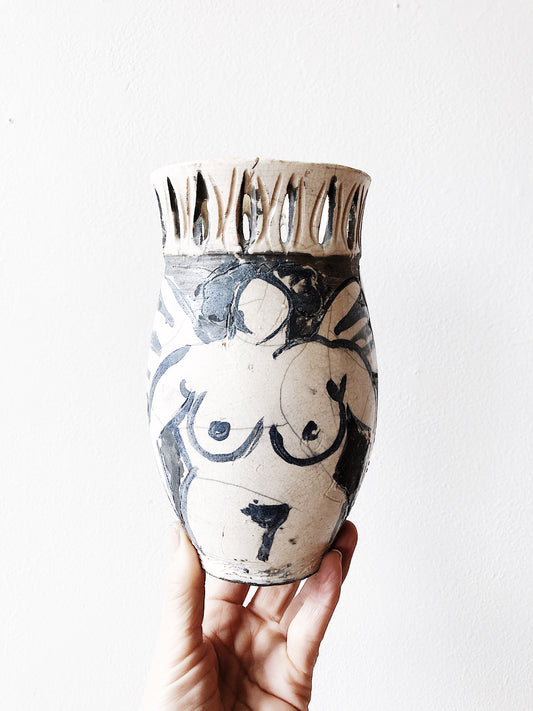 Vintage Nude Lady Vase as is