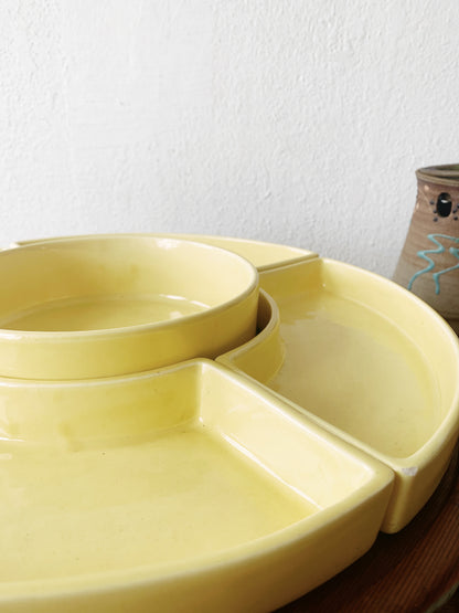Mid Century Ceramic Serving Dishes with Lazy Susan