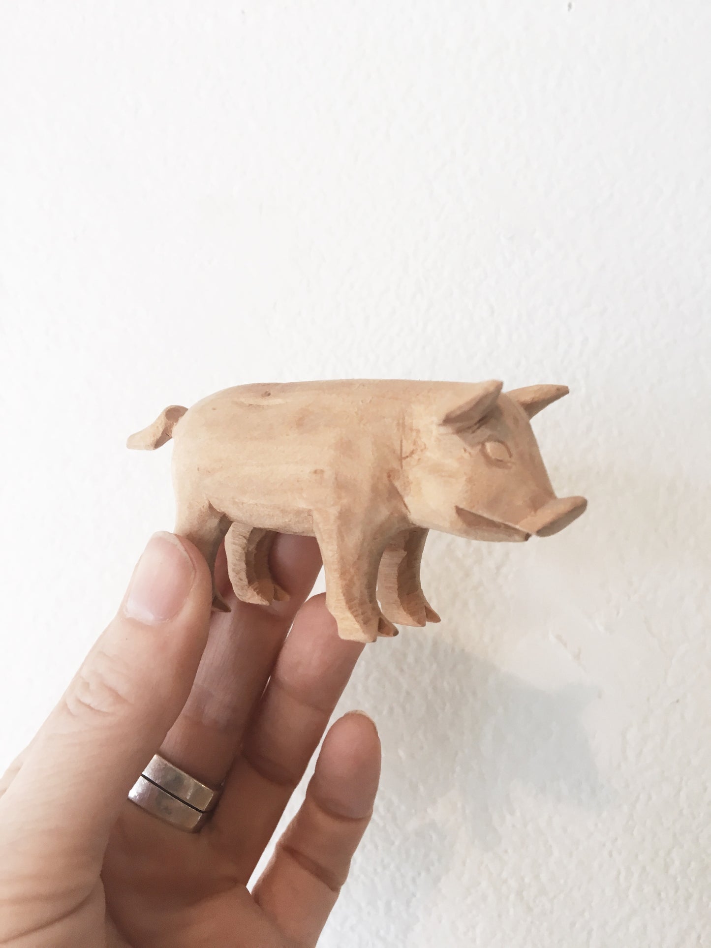 Vintage Handcarved Pig Family