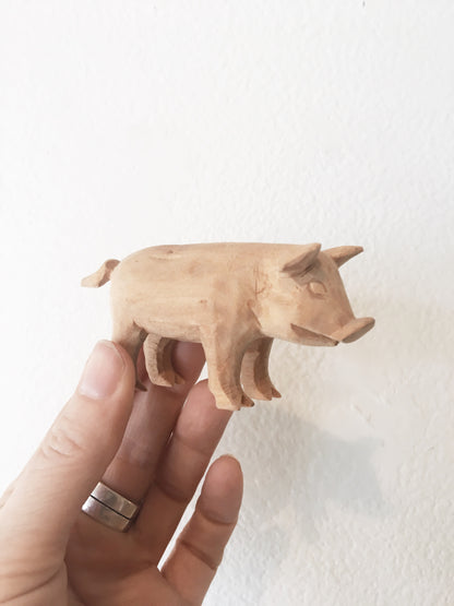Vintage Handcarved Pig Family