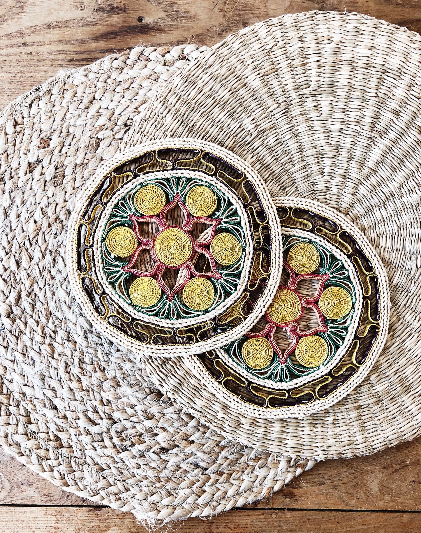 Pair of Vintage Straw Mats