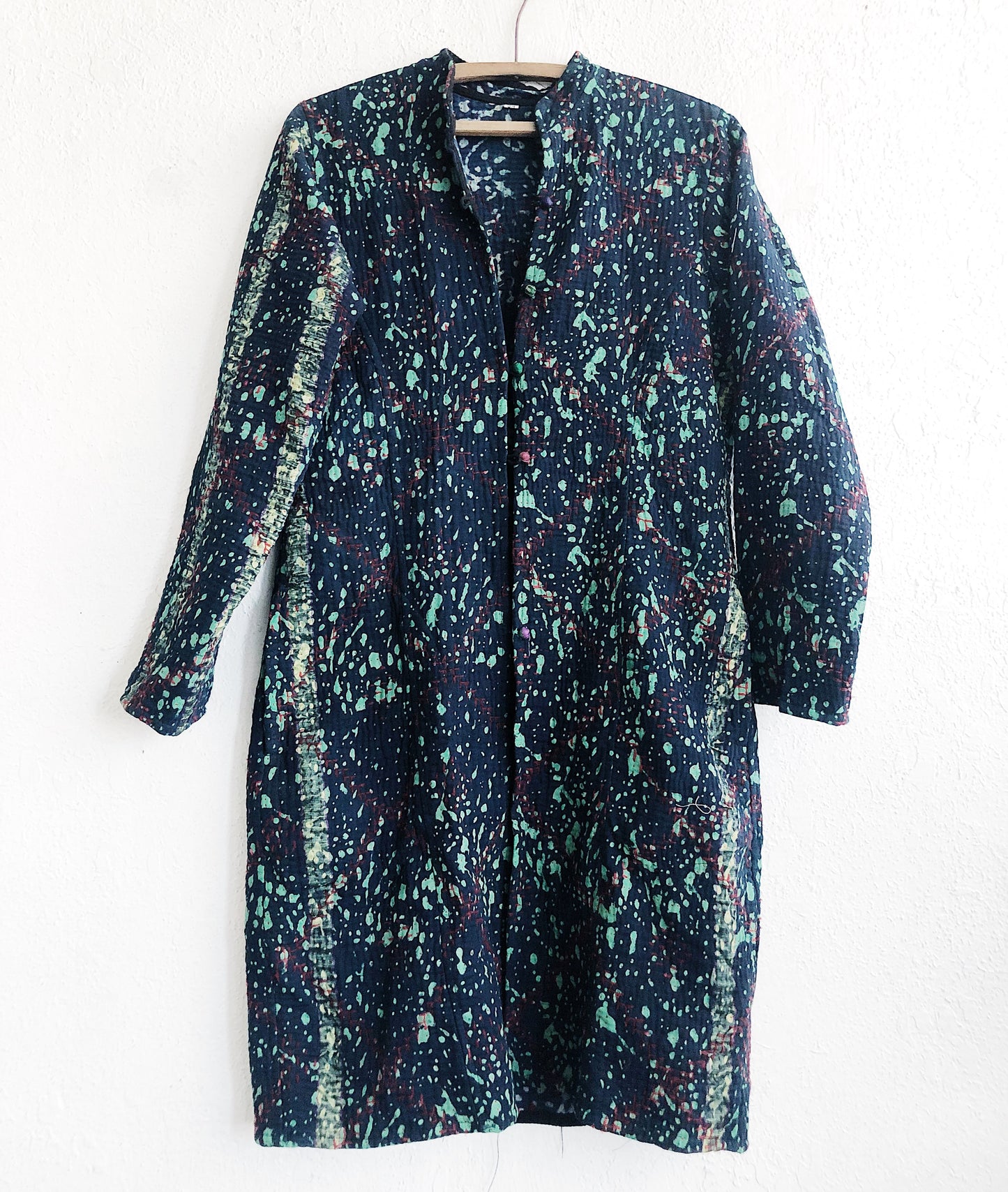 Fitted Quilted Splatter Coat