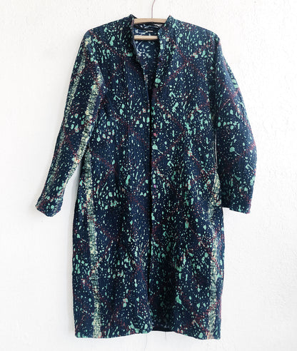 Fitted Quilted Splatter Coat