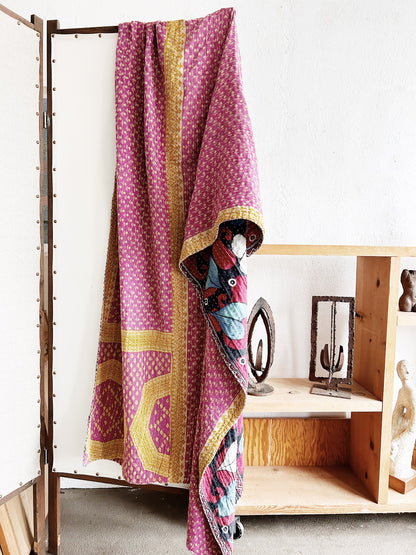 Vintage Reversible Cotton Kantha Quilt