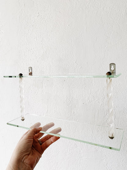 Mid Century Glass and Lucite Shelf