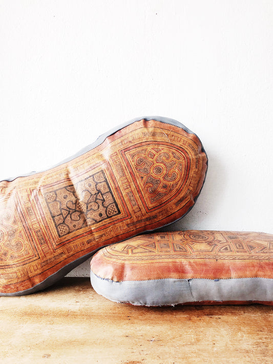 Moroccan Leather and Silk Cushion