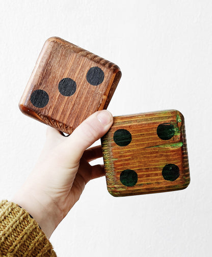 Pair Handmade Folk Art Dice