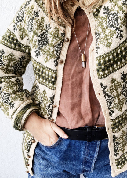 Vintage Wool Hand Knit Cardigan Denmark