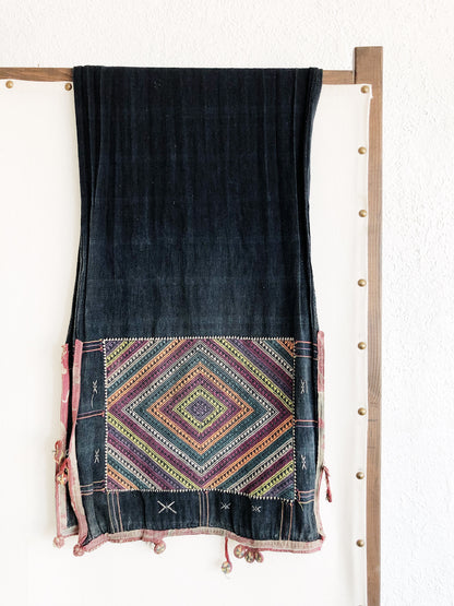 Faded Indigo Embroidered Scarf