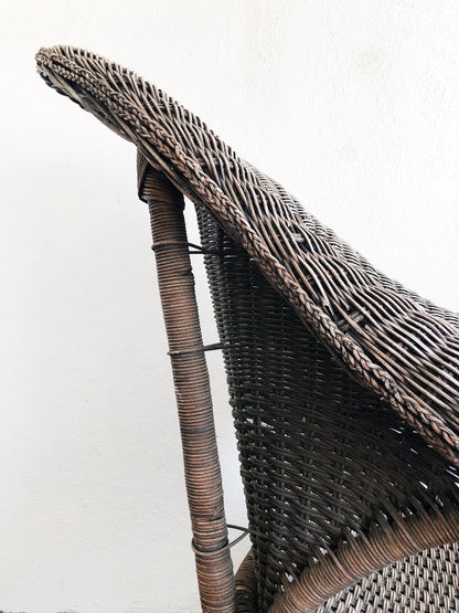 Vintage Grey Wicker Porch Chair