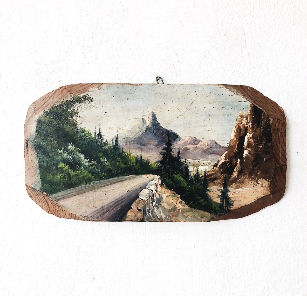 Vintage Oil on Wood Landscape Painting