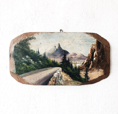 Vintage Oil on Wood Landscape Painting