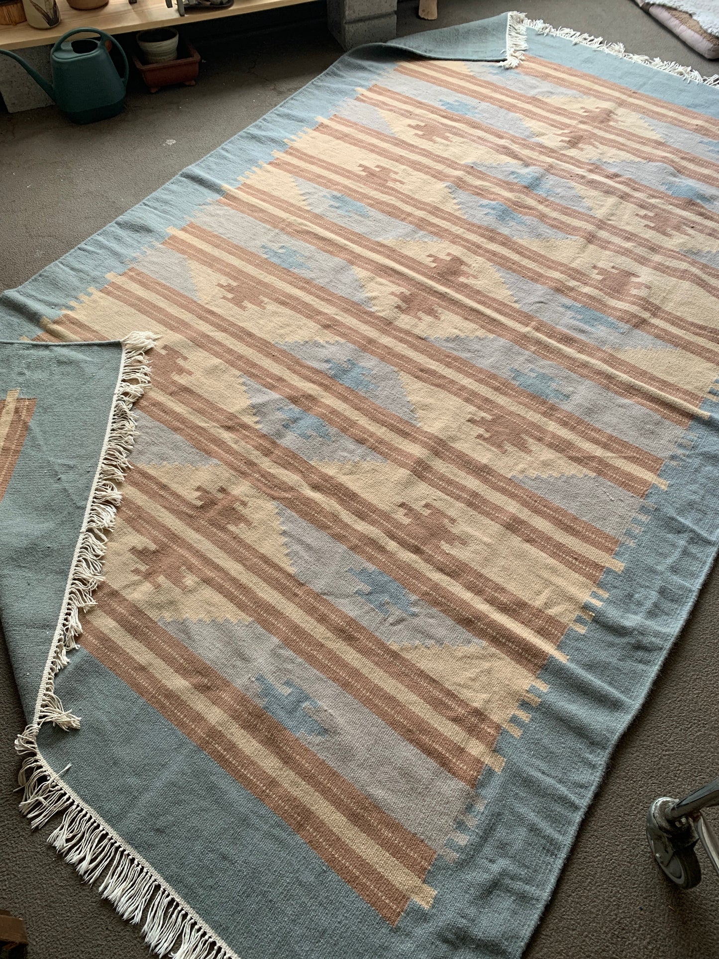 RESERVED Wool Dhurrie Rug/ Pozole Set