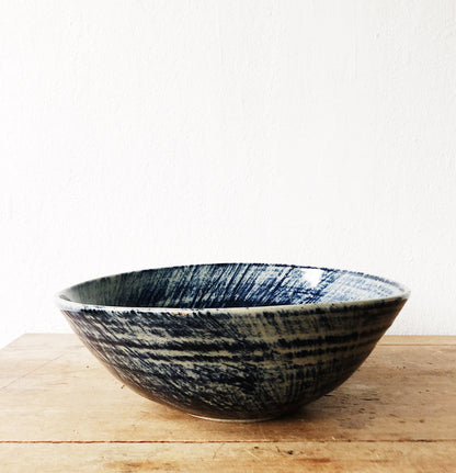Large Handmade Indigo Swirl Bowl