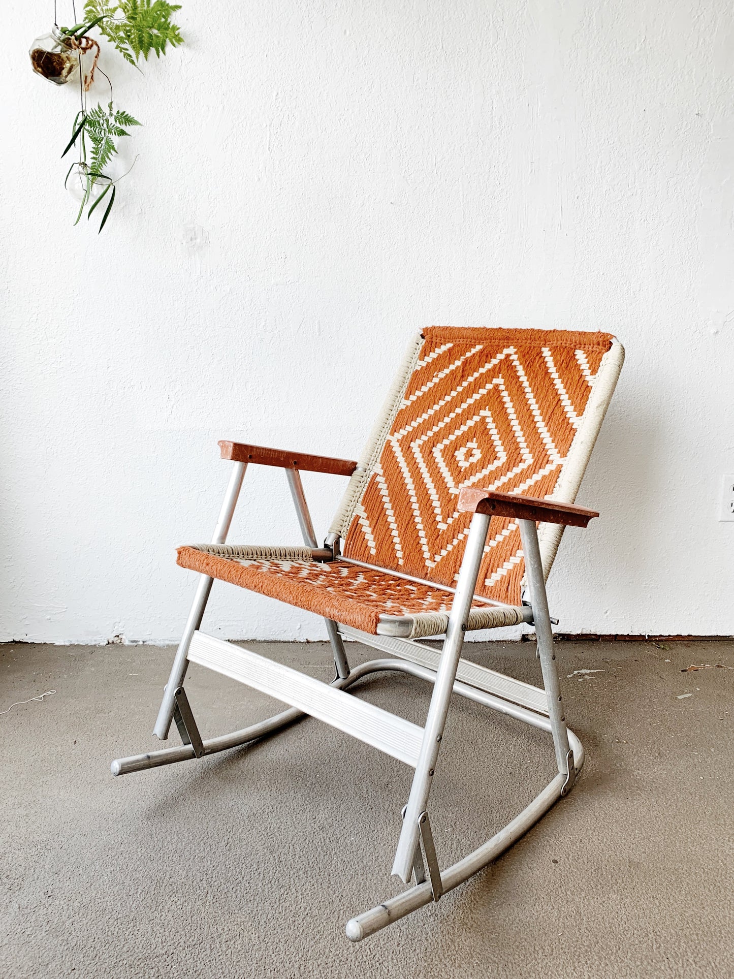 Vintage Aluminum Macrame Rocker