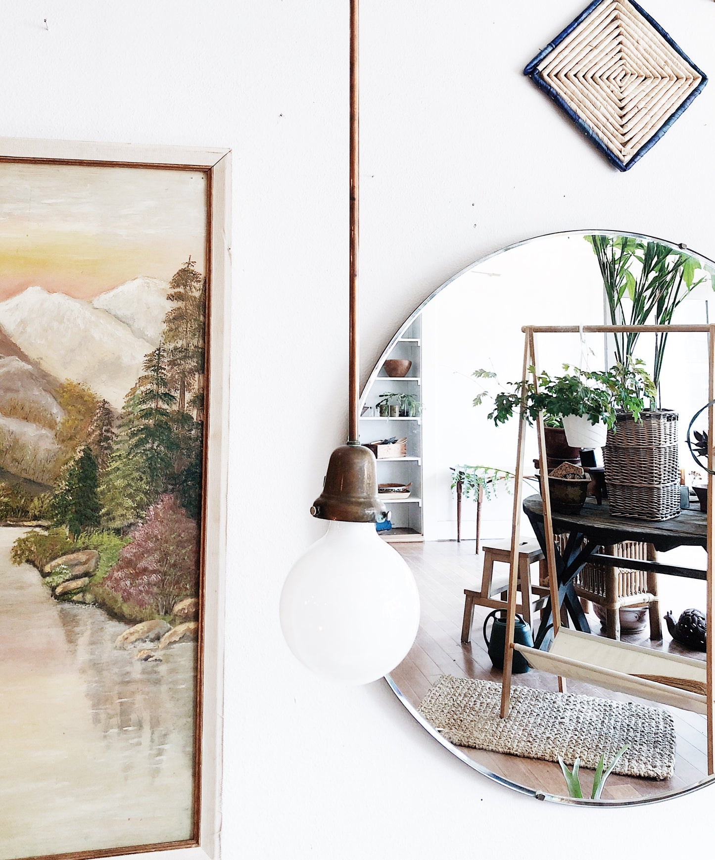 Vintage Round Industrial Edge Mirror
