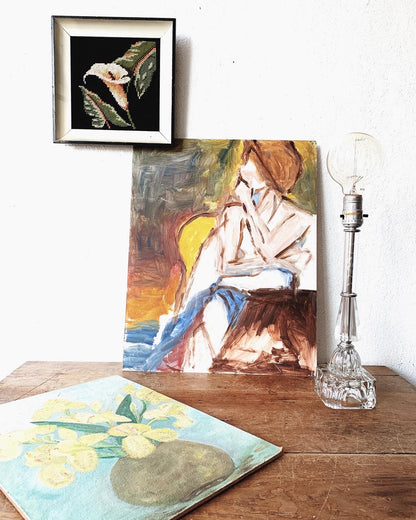 Vintage Framed Calla Lily Needlepoint