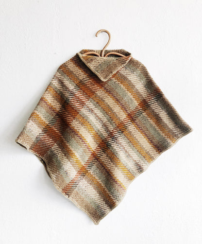 Vintage Plaid Wool Poncho
