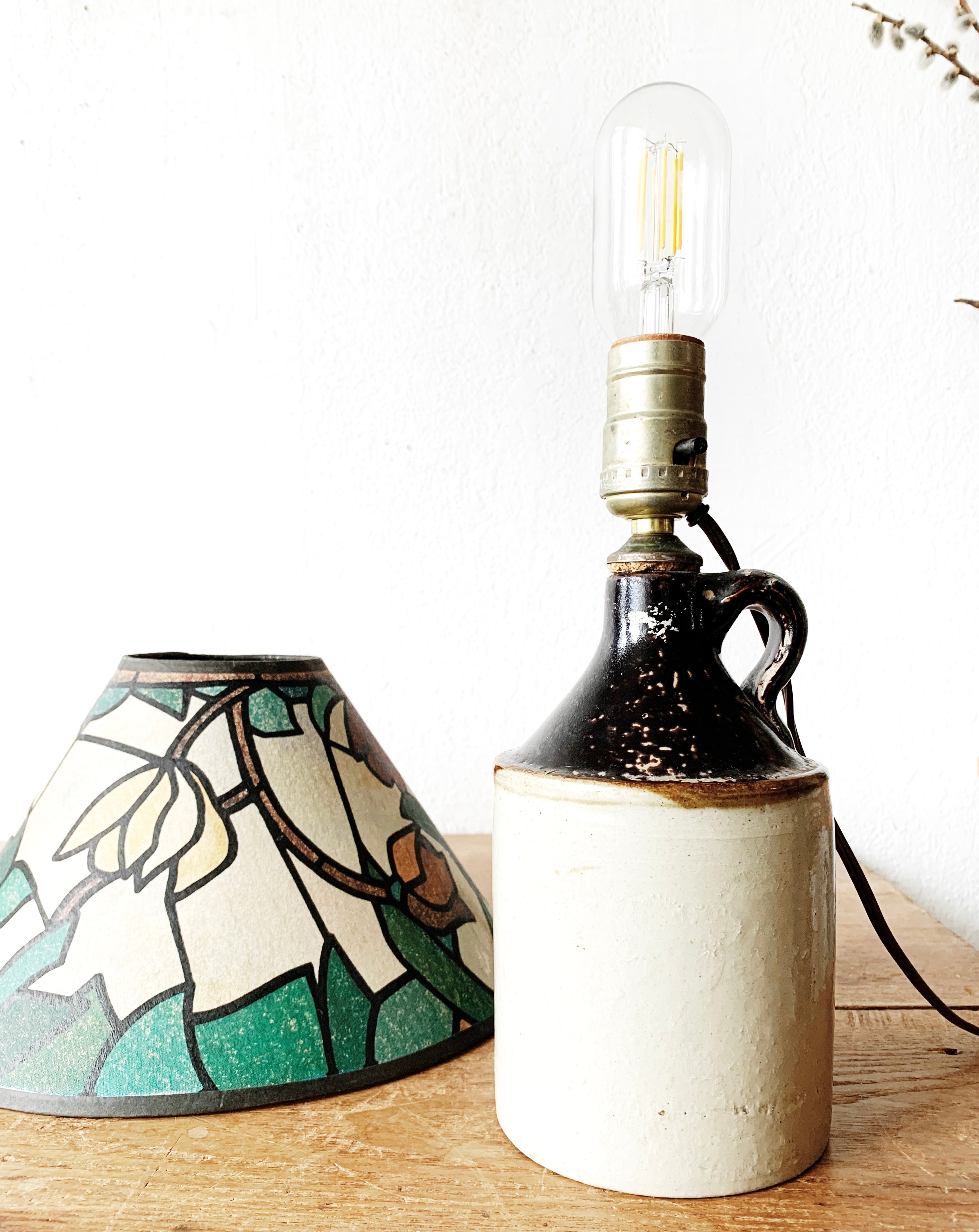 Antique Whiskey Jug Lamp with Shade - Thumbnail 2