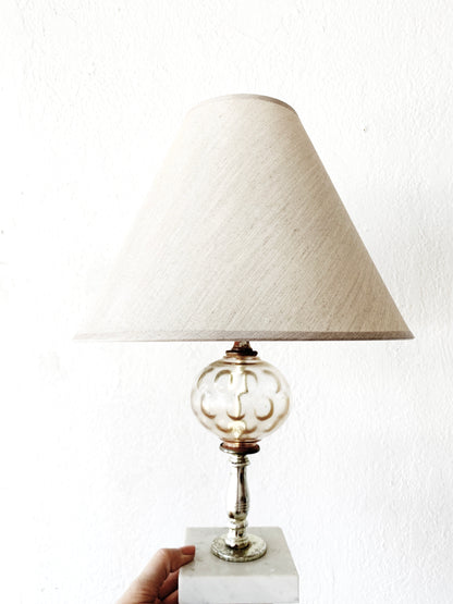 Vintage Glass and Marble Lamp with Shade