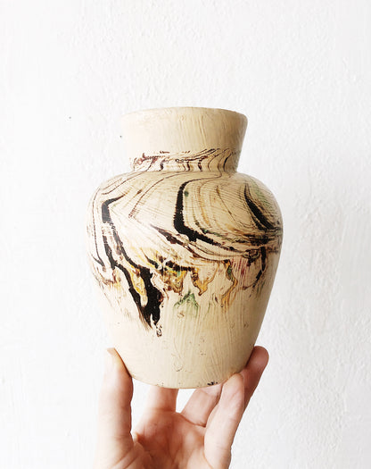 Vintage Painted Swirl Ceramic Vase