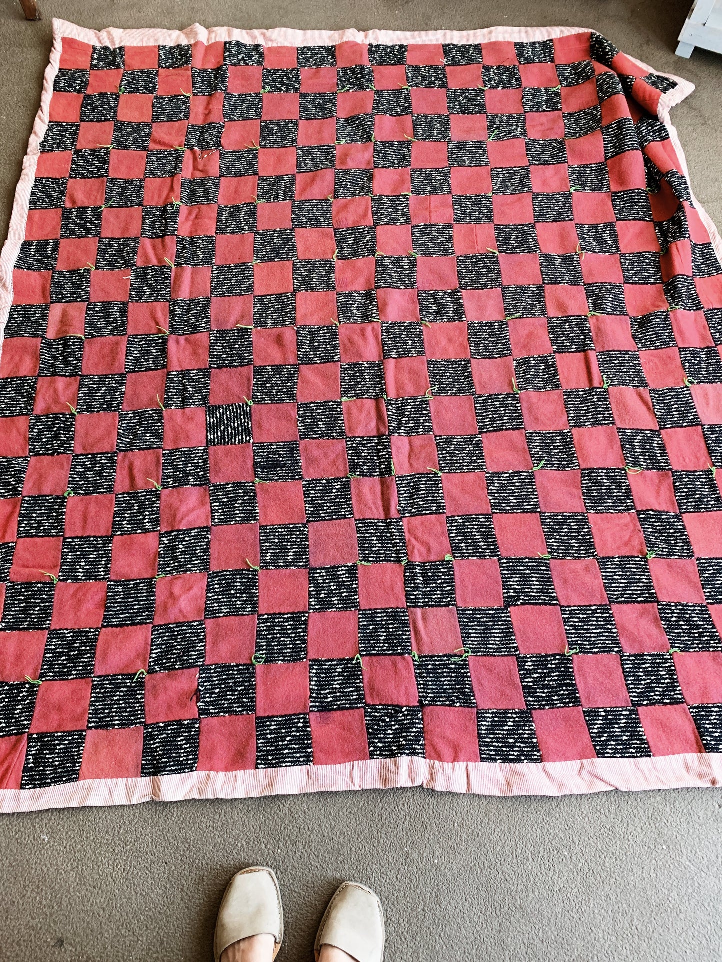Vintage Wool and Cotton Patchwork Quilt