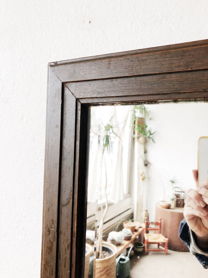 Antique Oblong Walnut Mirror